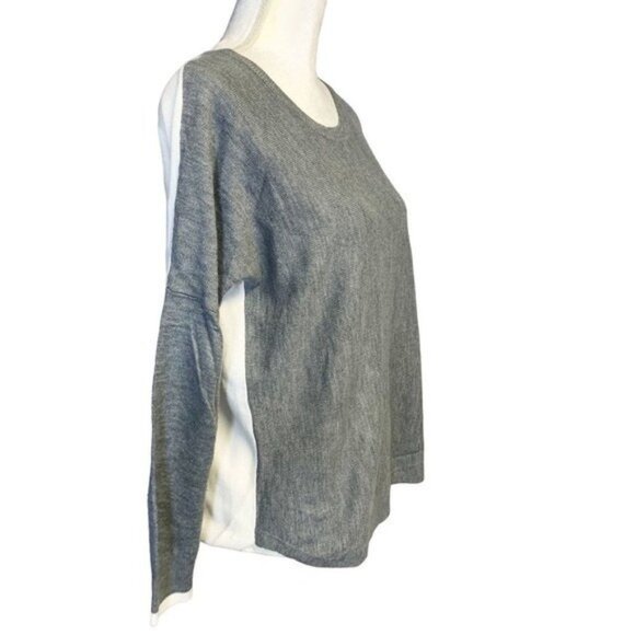 French Connection Scoop Neck Long Sleeve Colorblock Roomy Pullover Sweater Small - Picture 3 of 6